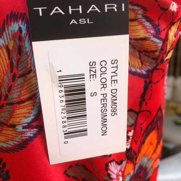 NWT Tahari Size Small Persimmon/ multi-color halter-back dress w/ pockets - Picture 8 of 11